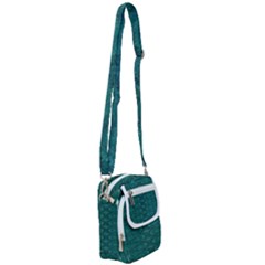 Teal Ikat Pattern Shoulder Strap Belt Bag by SpinnyChairDesigns