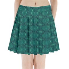 Teal Ikat Pattern Pleated Mini Skirt by SpinnyChairDesigns