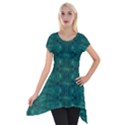 Teal Ikat Pattern Short Sleeve Side Drop Tunic View1