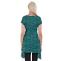 Teal Ikat Pattern Short Sleeve Side Drop Tunic View2