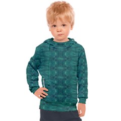 Teal Ikat Pattern Kids  Hooded Pullover by SpinnyChairDesigns