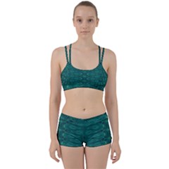 Teal Ikat Pattern Perfect Fit Gym Set by SpinnyChairDesigns