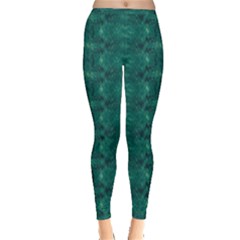 Teal Ikat Pattern Inside Out Leggings by SpinnyChairDesigns