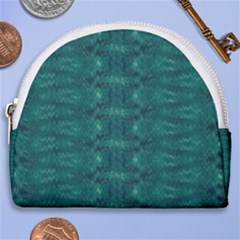 Teal Ikat Pattern Horseshoe Style Canvas Pouch by SpinnyChairDesigns