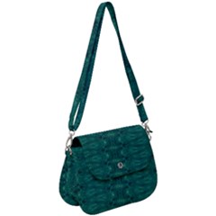 Teal Ikat Pattern Saddle Handbag by SpinnyChairDesigns