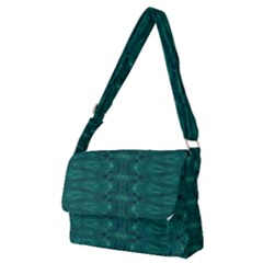 Teal Ikat Pattern Full Print Messenger Bag (m) by SpinnyChairDesigns