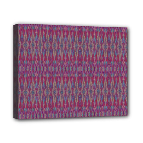 Red Blue Ikat Pattern Canvas 10  X 8  (stretched) by SpinnyChairDesigns