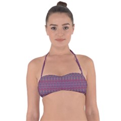 Red Blue Ikat Pattern Halter Bandeau Bikini Top by SpinnyChairDesigns