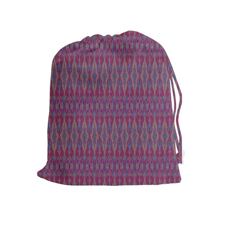 Red Blue Ikat Pattern Drawstring Pouch (XL)