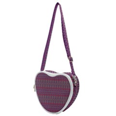 Red Blue Ikat Pattern Heart Shoulder Bag by SpinnyChairDesigns