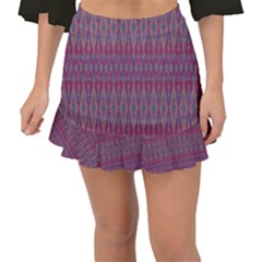 Red Blue Ikat Pattern Fishtail Mini Chiffon Skirt by SpinnyChairDesigns