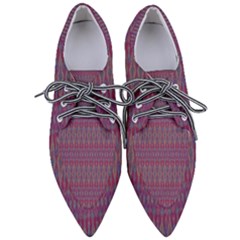 Red Blue Ikat Pattern Pointed Oxford Shoes by SpinnyChairDesigns