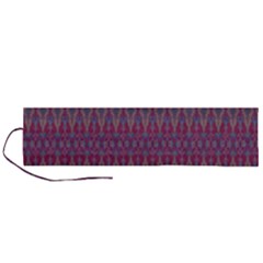 Red Blue Ikat Pattern Roll Up Canvas Pencil Holder (l) by SpinnyChairDesigns