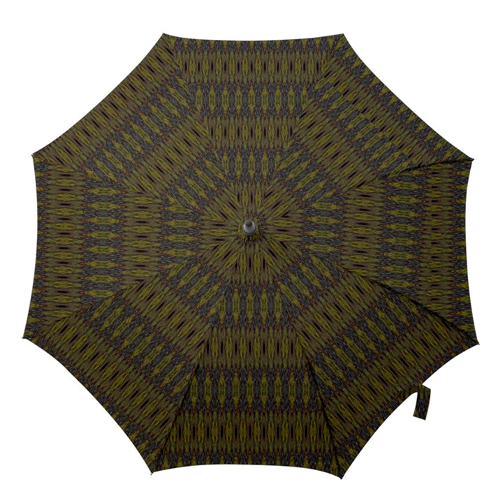 Olive Green and Blue Ikat Pattern Hook Handle Umbrellas (Large)