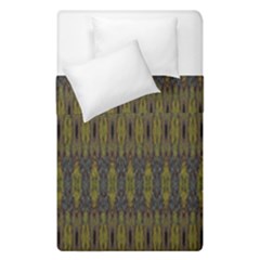 Olive Green And Blue Ikat Pattern Duvet Cover Double Side (single Size) by SpinnyChairDesigns