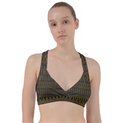 Olive Green And Blue Ikat Pattern Sweetheart Sports Bra by SpinnyChairDesigns