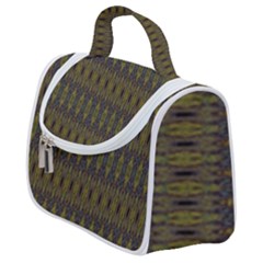 Olive Green And Blue Ikat Pattern Satchel Handbag by SpinnyChairDesigns