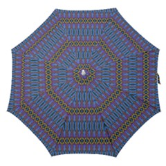 Purple Blue Ikat Stripes Straight Umbrellas by SpinnyChairDesigns