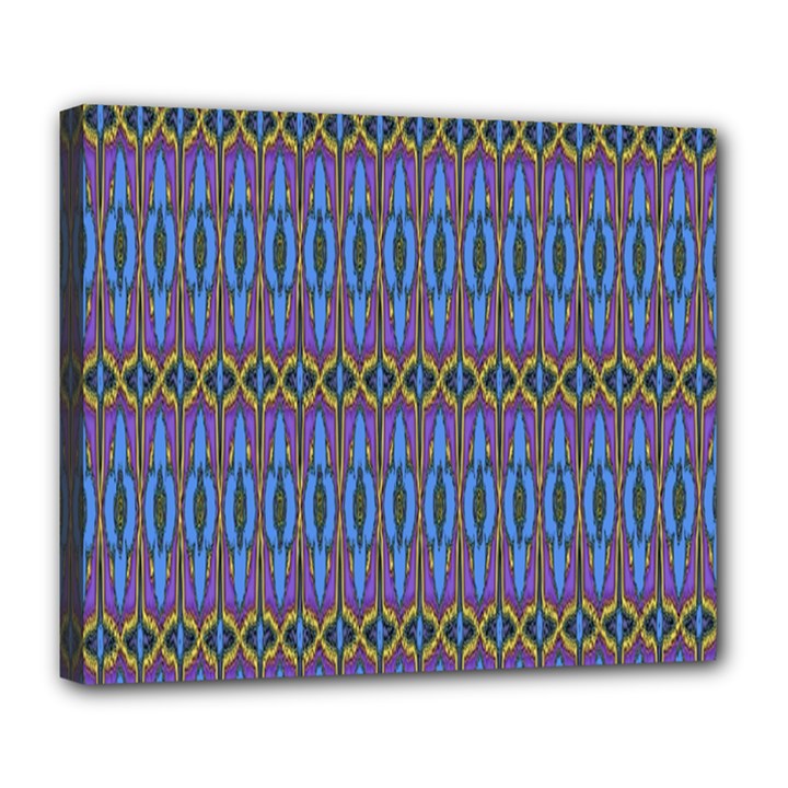 Purple Blue Ikat Stripes Deluxe Canvas 24  x 20  (Stretched)