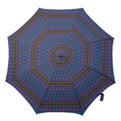 Purple Blue Ikat Stripes Hook Handle Umbrellas (large) by SpinnyChairDesigns