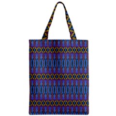 Purple Blue Ikat Stripes Zipper Classic Tote Bag by SpinnyChairDesigns