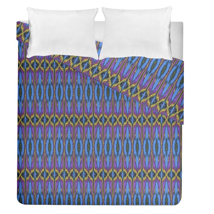 Purple Blue Ikat Stripes Duvet Cover Double Side (Queen Size)