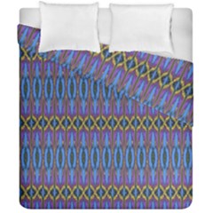 Purple Blue Ikat Stripes Duvet Cover Double Side (california King Size) by SpinnyChairDesigns