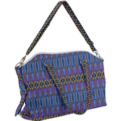 Purple Blue Ikat Stripes Canvas Crossbody Bag by SpinnyChairDesigns