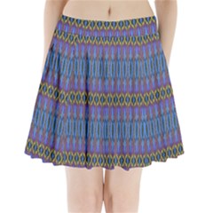 Purple Blue Ikat Stripes Pleated Mini Skirt by SpinnyChairDesigns