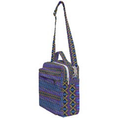 Purple Blue Ikat Stripes Crossbody Day Bag by SpinnyChairDesigns