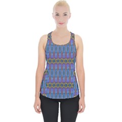 Purple Blue Ikat Stripes Piece Up Tank Top by SpinnyChairDesigns