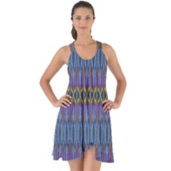 Purple Blue Ikat Stripes Show Some Back Chiffon Dress by SpinnyChairDesigns