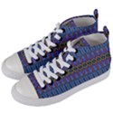 Purple Blue Ikat Stripes Women s Mid-Top Canvas Sneakers View2