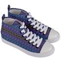 Purple Blue Ikat Stripes Women s Mid-Top Canvas Sneakers View3