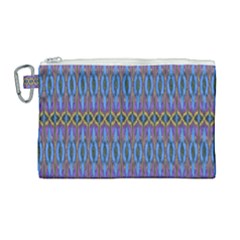 Purple Blue Ikat Stripes Canvas Cosmetic Bag (large) by SpinnyChairDesigns