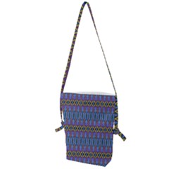 Purple Blue Ikat Stripes Folding Shoulder Bag by SpinnyChairDesigns