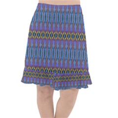 Purple Blue Ikat Stripes Fishtail Chiffon Skirt by SpinnyChairDesigns