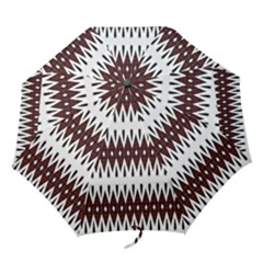 Brown And White Ikat Folding Umbrellas by SpinnyChairDesigns