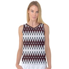 Brown And White Ikat Women s Basketball Tank Top by SpinnyChairDesigns