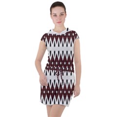 Brown And White Ikat Drawstring Hooded Dress by SpinnyChairDesigns