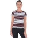 Brown and White Ikat Short Sleeve Sports Top  View1