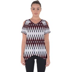 Brown And White Ikat Cut Out Side Drop Tee by SpinnyChairDesigns