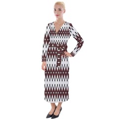 Brown And White Ikat Velvet Maxi Wrap Dress by SpinnyChairDesigns