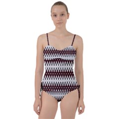 Brown And White Ikat Sweetheart Tankini Set by SpinnyChairDesigns