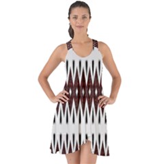 Brown And White Ikat Show Some Back Chiffon Dress by SpinnyChairDesigns