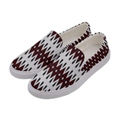 Brown And White Ikat Women s Canvas Slip Ons by SpinnyChairDesigns