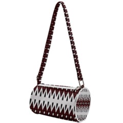 Brown And White Ikat Mini Cylinder Bag