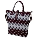 Brown and White Ikat Buckle Top Tote Bag View1