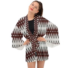 Brown And White Ikat Long Sleeve Kimono by SpinnyChairDesigns