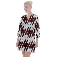 Brown And White Ikat Open Neck Shift Dress by SpinnyChairDesigns